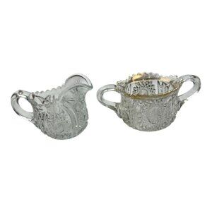 Vintage Cut Glass Sugar Bowl And Creamer
